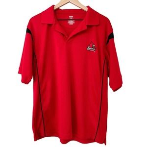 NCAA Men's Medium Louisville U of L Cardinals Logo Polo Shirt Red Black